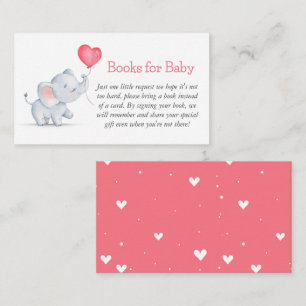Tarjeta De Recepción Libros simples de elefantes y globos cardíacos par