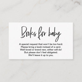 Tarjeta De Recepción Libros simples en blanco negro para pedido de bebé