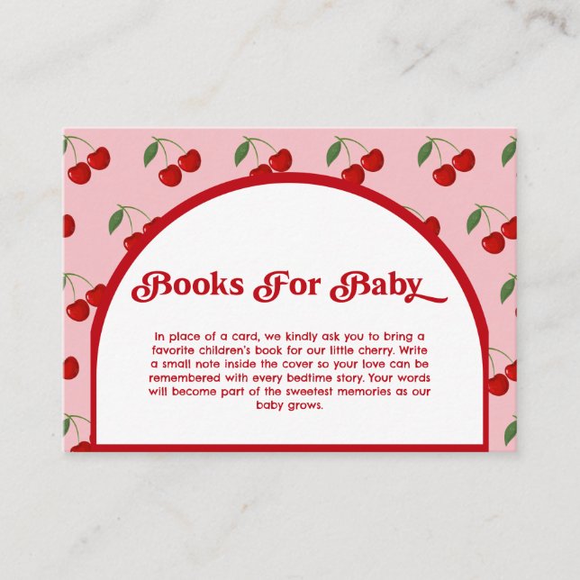 Tarjeta De Recepción Libros solicitados para la fiesta de bebé Cherry K (Anverso)