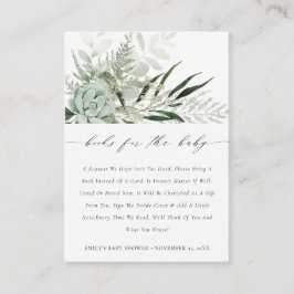 Tarjeta De Recepción Libros Suculentos De Green Leafy Fern Para Baby Sh