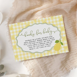 Tarjeta De Recepción Libros temáticos de gingham limón cítrico para beb