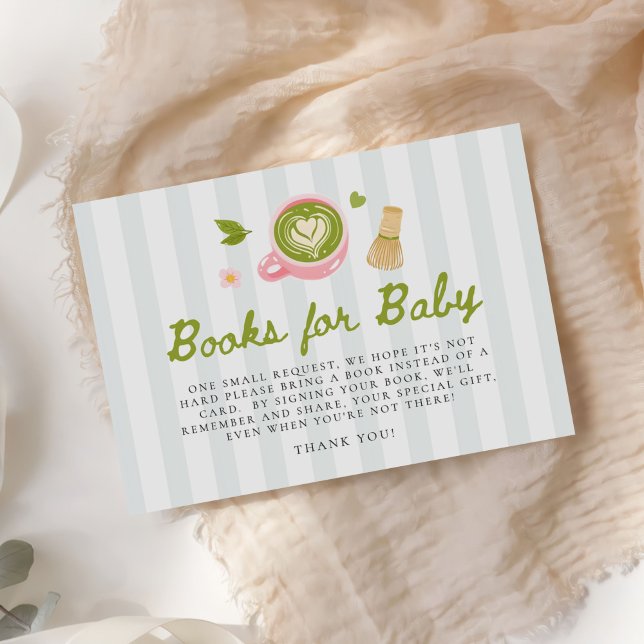 Tarjeta De Recepción Libros Temáticos de Matcha para Baby Shower (Subido por el creador)