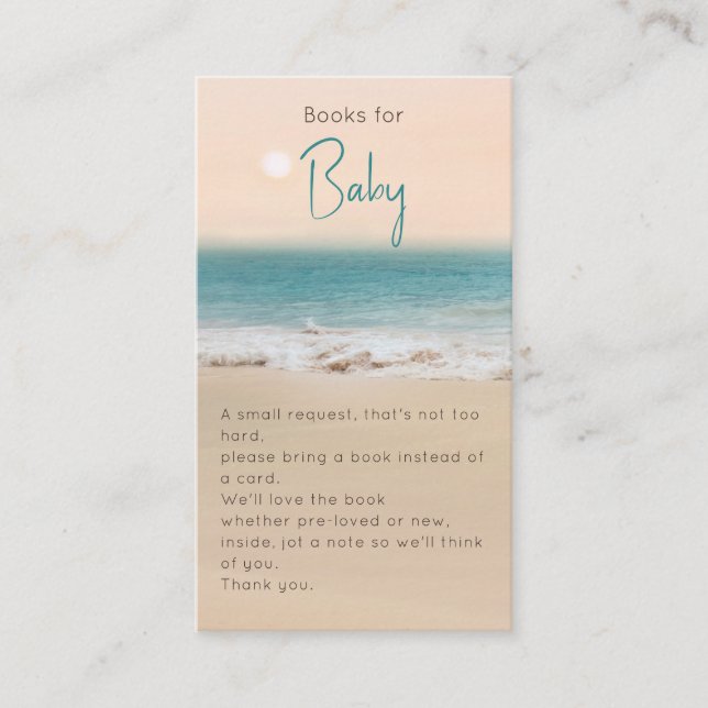 Tarjeta De Recepción Libros temáticos de playa para Baby Shower (Anverso)