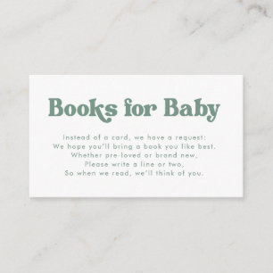 Tarjeta De Recepción Libros tipo retro blanco y sabio para bebé