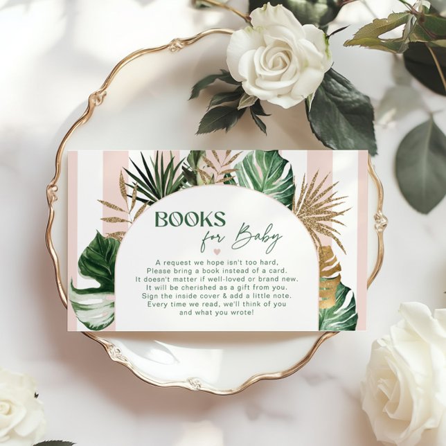 Tarjeta De Recepción Libros tropicales de monstera floral para bebé (Subido por el creador)