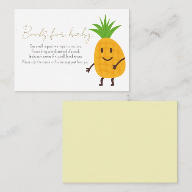 Tarjeta De Recepción Libros Tropicales De Piña De Verano Para Baby Show (Anverso / Reverso)