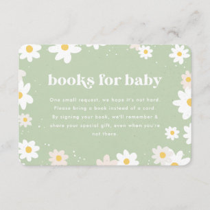 Tarjeta De Recepción Libros Verde Salvia para Bebé Daisies
