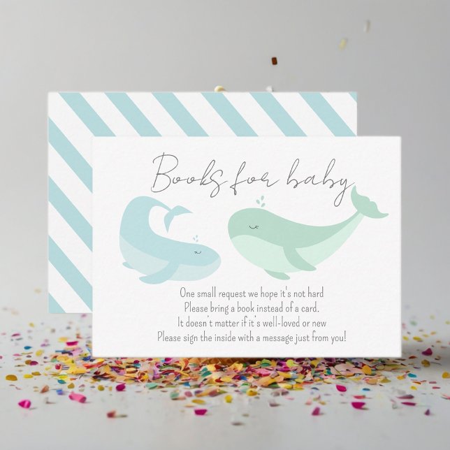 Tarjeta De Recepción Libros Verdes Azules Pastel De Ballena Para Baby S (Subido por el creador)