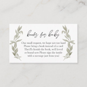 Tarjeta De Recepción Libros verdes de Baby Shower para bebé, libro en l