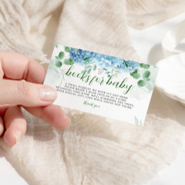 Tarjeta De Recepción Libros verdes de hidrangea azul para Baby Shower