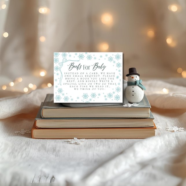 Tarjeta De Recepción Libros verdes de invierno para Baby Baby Shower (Winter Green Books for Baby Baby Shower Enclosure Card)