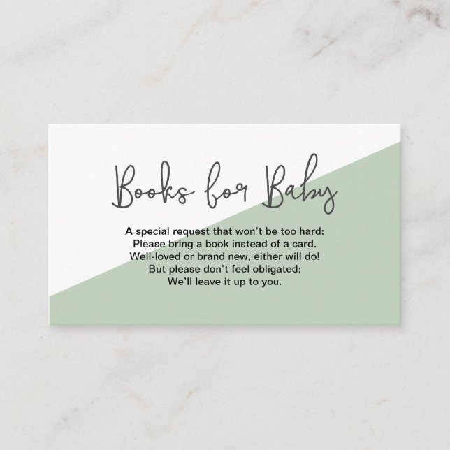 Tarjeta De Recepción Libros verdes para el género de los bebés Neutrale (Anverso)