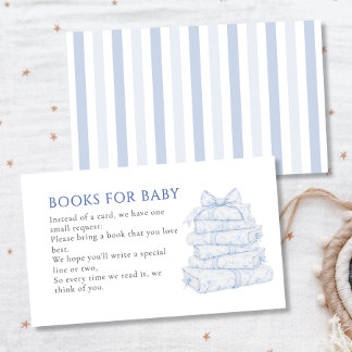 Tarjeta De Recepción Libros Vintage Blue Toile Niño para Baby Shower de