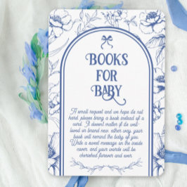 Tarjeta De Recepción Libros Vintage de ornamento floral azul para bebé