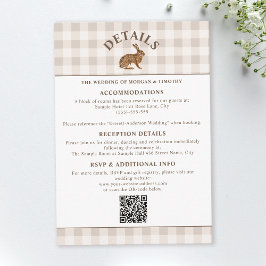 Tarjeta De Recepción Liebre de Acuarela Marrón sobre Cuadros Beige Rúst