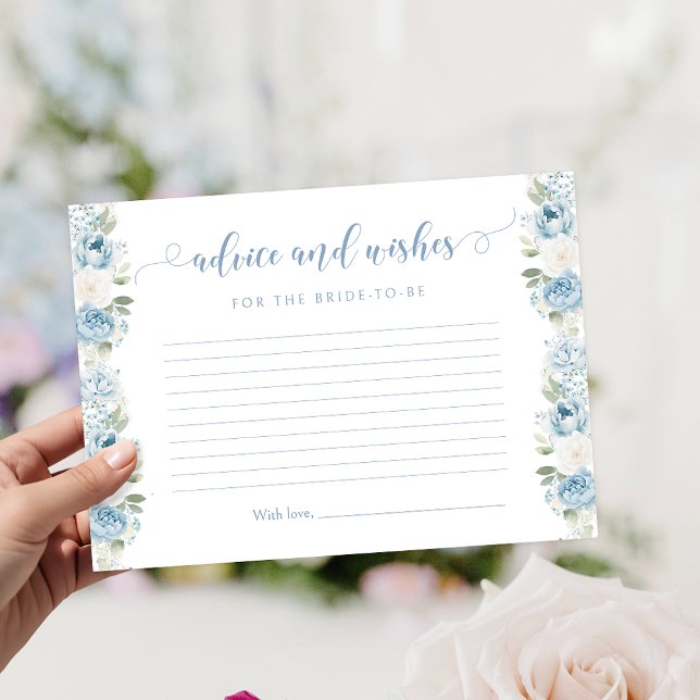 Tarjeta De Recepción Light Blue Floral Bridal Shower Advice and Wishes (Subido por el creador)