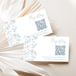 Tarjeta De Recepción Light Blue Toile Bridal Shower Registry Card 
