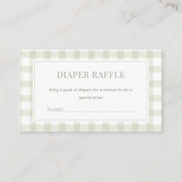 Tarjeta De Recepción Light Sage Green Gingham Baby Shower Diaper Raffle