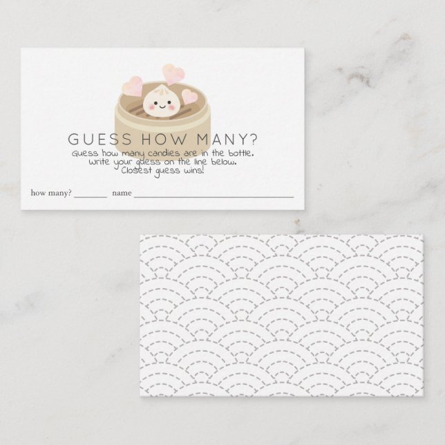 Tarjeta De Recepción Lil Dumpling Baby Shower Adivina Cuántos Vándalos (Anverso / Reverso)
