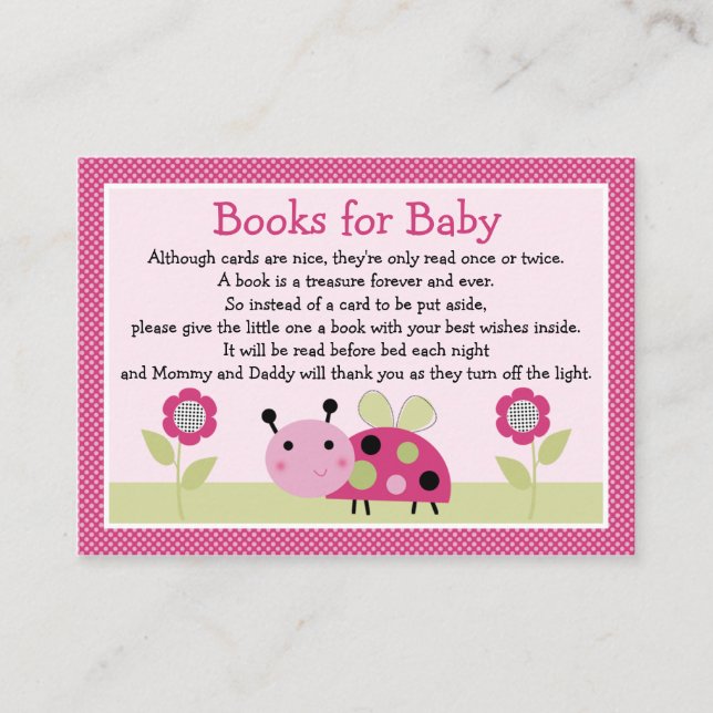 Tarjeta De Recepción "Lil Ladybug con puntos" Solicitud de libro Insert (Anverso)