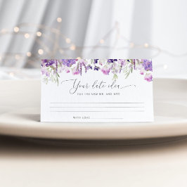 Tarjeta De Recepción Lilac floral Date ideas de noche. Frasco de fecha