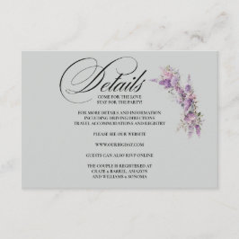 Tarjeta De Recepción Lilac floral Enclosure Card Details