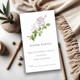 Tarjeta De Recepción Lilac Floral Garden Diaper Raffle Baby Shower