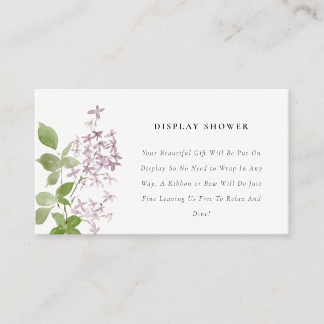 Tarjeta De Recepción Lilac Floral Garden Display Shower Baby Shower (Anverso)
