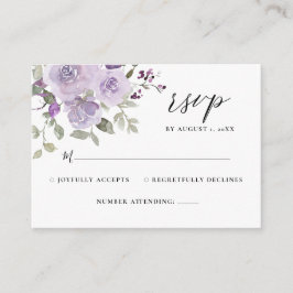 Tarjeta De Recepción Lilac Mauve Dusty Purple Floral Wedding RSVP