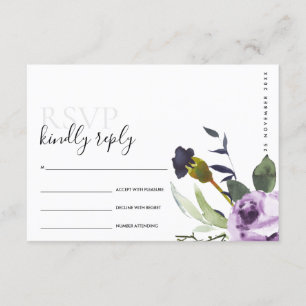 TARJETA DE RECEPCIÓN LILAC PURPLE ROSA PEONY FLORAL BUNCH BODA RSVP