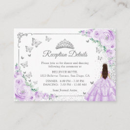 Tarjeta De Recepción Lilac Purple Silver Quincenarea Reception Details