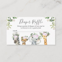Lilac Safari Animales Diaper Raffle Card Insertar