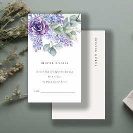 Tarjeta De Recepción Lilac Suculento Foliage Diaper Raffle Baby Shower