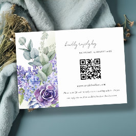 Tarjeta De Recepción Lilac Suculento Leafy Fauna Boda Código QR RSVP