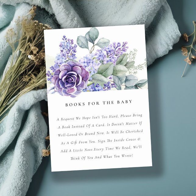 Tarjeta De Recepción Lilac Suculentos Libros Botánicos Para Baby Shower (Subido por el creador)