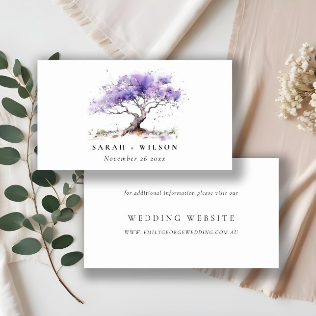 Tarjeta De Recepción Lilac Watercolor Jacaranda Tree Boda Website (Subido por el creador)