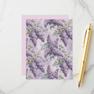 Tarjeta De Recepción Lilas Flores de Lilas Verde Salvia Lavanda Polvori