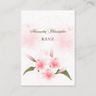 Tarjeta De Recepción Lilies rosas y blancas RSVP Minicard