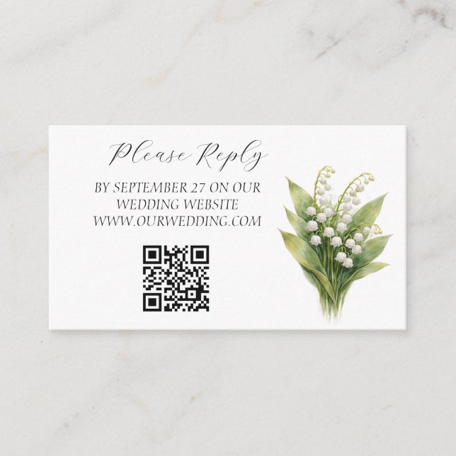 Tarjeta De Recepción Lily of the Valley White Floral Wedding  (Anverso)