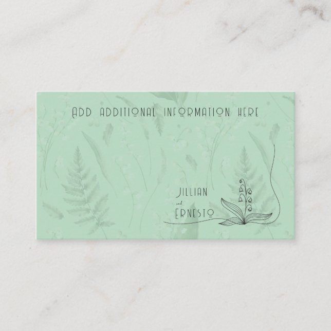 Tarjeta De Recepción Lily of Valley con Ferns || Verde suave con gráfic (Anverso)
