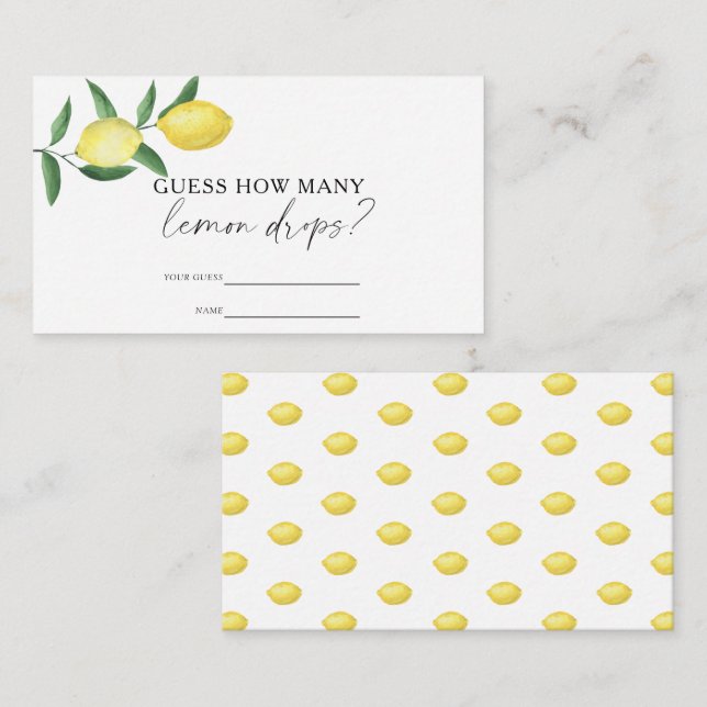 Tarjeta De Recepción Limón de cítricos - Adivinen cuántos DROPS de LEMO (Anverso / Reverso)