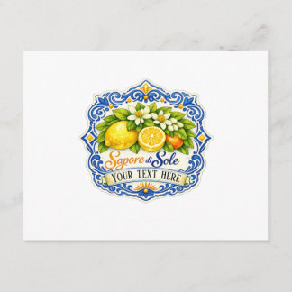 Tarjeta De Recepción Limon Mediterráneo de Azulejo – Arte acuarela con