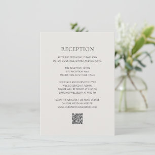 Tarjeta De Recepción Limpiar código QR neutro matrimonio elegante