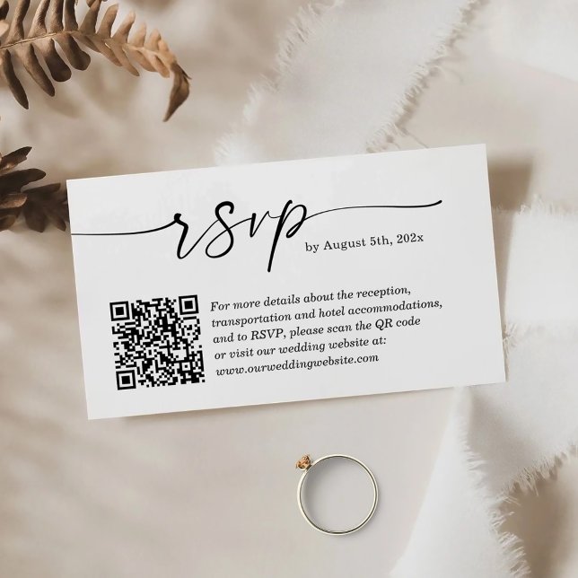 Tarjeta De Recepción Limpie simplemente el código QR del sitio web RSVP (Subido por el creador)