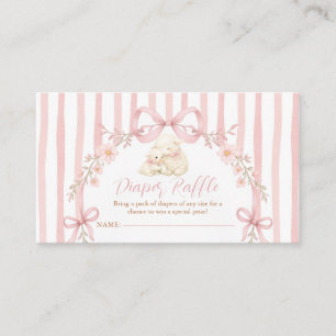 Tarjeta De Recepción Lindo corderito Lazo Rosa Diaper Floral Rifa
