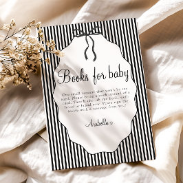 Tarjeta De Recepción Lindo lazo de rayas finas negras Libros para bebé