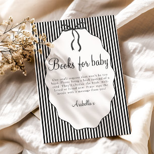 Tarjeta De Recepción Lindo lazo de rayas finas negras Libros para bebé
