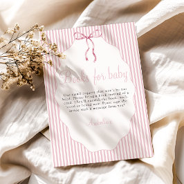 Tarjeta De Recepción Lindo lazo de rayas rosadas para libros para bebé