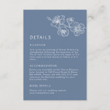 Línea de arte floral blanco boda azul polvoriento