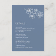 Línea de arte floral blanco boda azul polvoriento